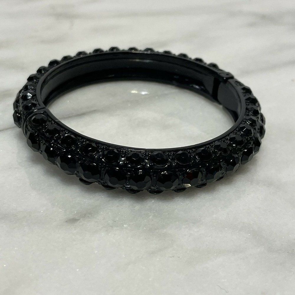 black metal rhinestone encrusted magnetic Bangle